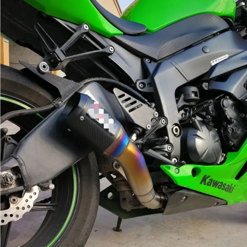 Титан выхлопной трубы для KAWASAKI ZX6R из углеродного волокна глушитель, без шнуровки для побега ZX6R на 2010 год к