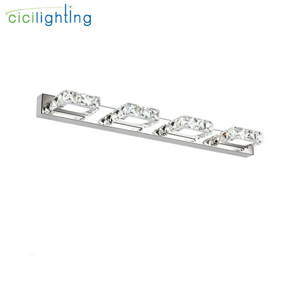 110-220 V L16cm 32 سنتيمتر 46 سنتيمتر 62 سنتيمتر الحديثة الحد الأدنى LED كريستال مرآة من الستانليس ستيل الجبهة مصباح الحمام الغرور المرحاض جدار أضواء