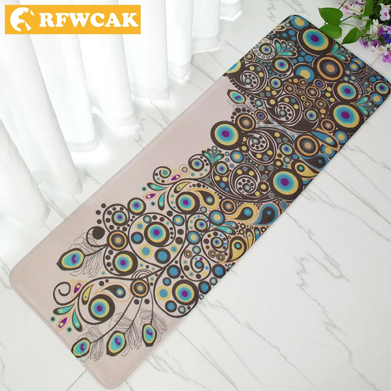 RFWCAK 40*120 سنتيمتر السرير أريكة طاولة القهوة طويلة الطاووس سجادة باب السجاد زيت المطبخ امتصاص الأوساخ الطابق حصيرة شحن مجاني