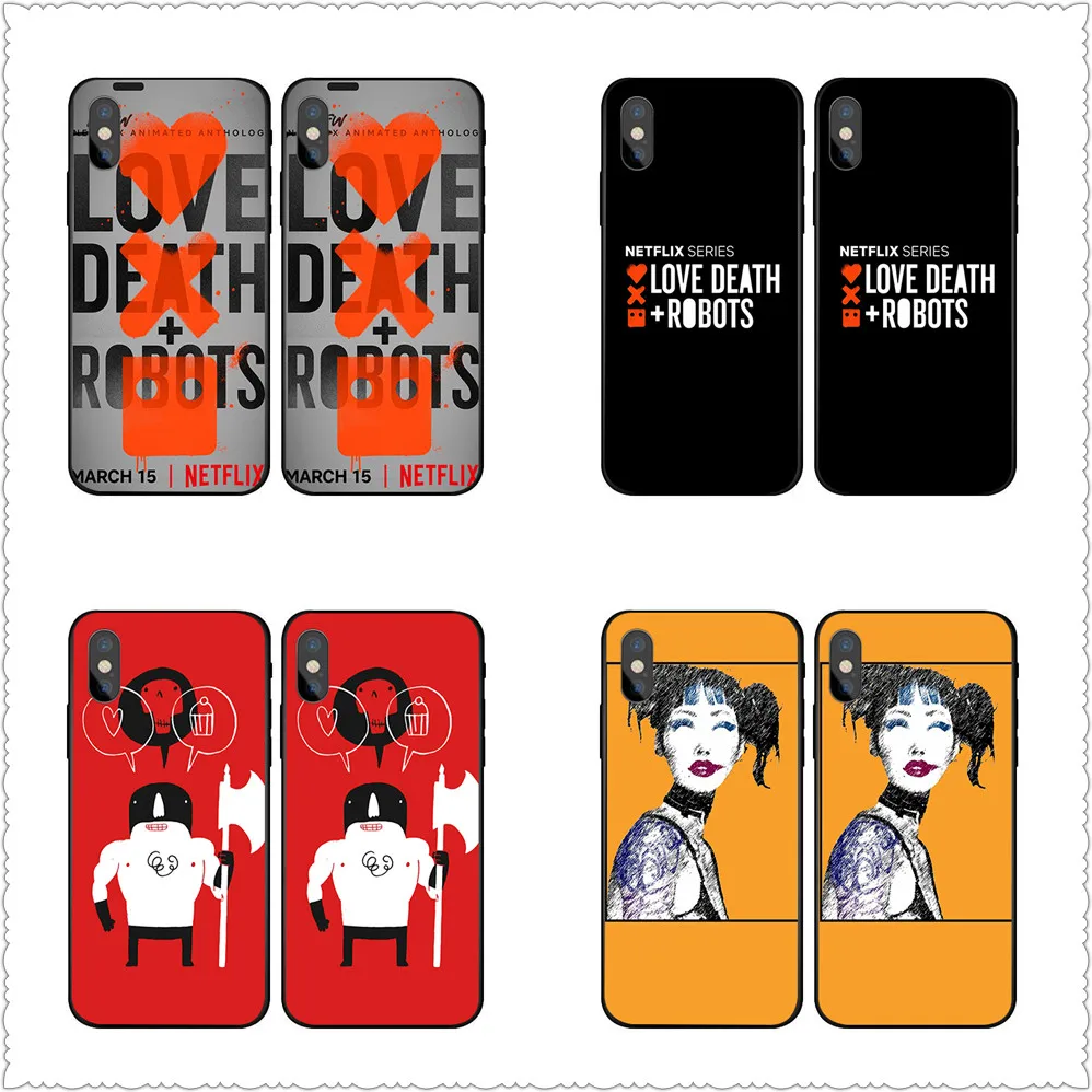 

NEW TV Love Death Robots Fashion luxury Case For iphone X 7 8 Black silicone case For Samsungs7 s8 s9 Case Cover