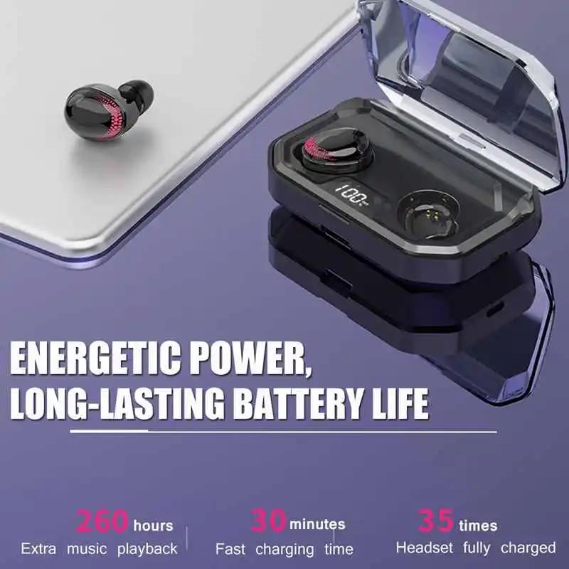 LEORY TWS bluetooth 5.0 Hi-Fi Earbuds Smart Touch Digital Display Earphone IPX8 Deep Waterproof With 3500mAh Mobile Power
