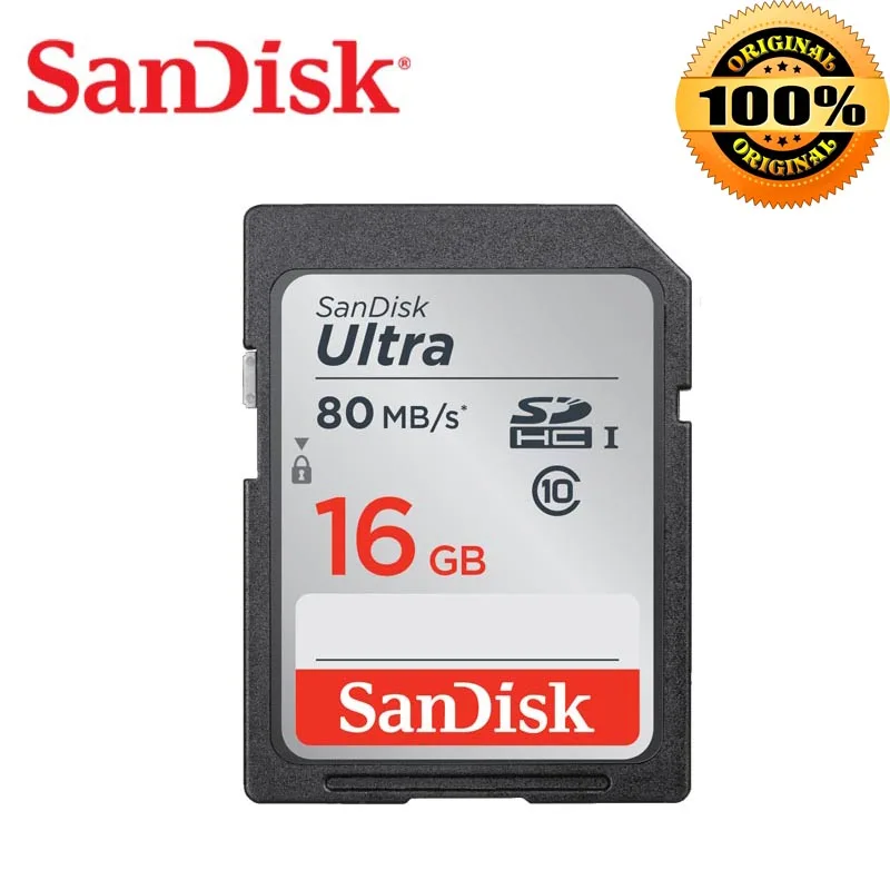 SanDisk Ultra SD карта 32GB16GB sd карта памяти 64GB 128GB C10 80 МБ/с. SDHC/SDXC UHS-I для камеры cartao sd carte memoire - Capacity: SDK-SD80M-16GB