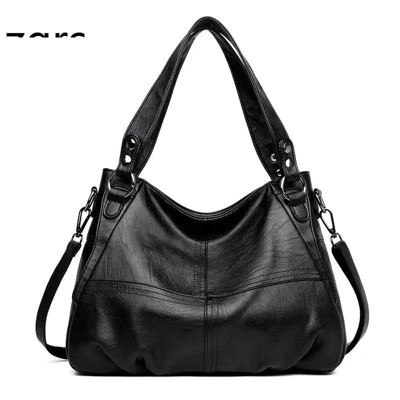 Женская сумка из натуральной кожи, большая кожаная дизайнерская сумка через плечо для женщин, роскошная сумка через плечо, сумки известного бренда - Цвет: Black.