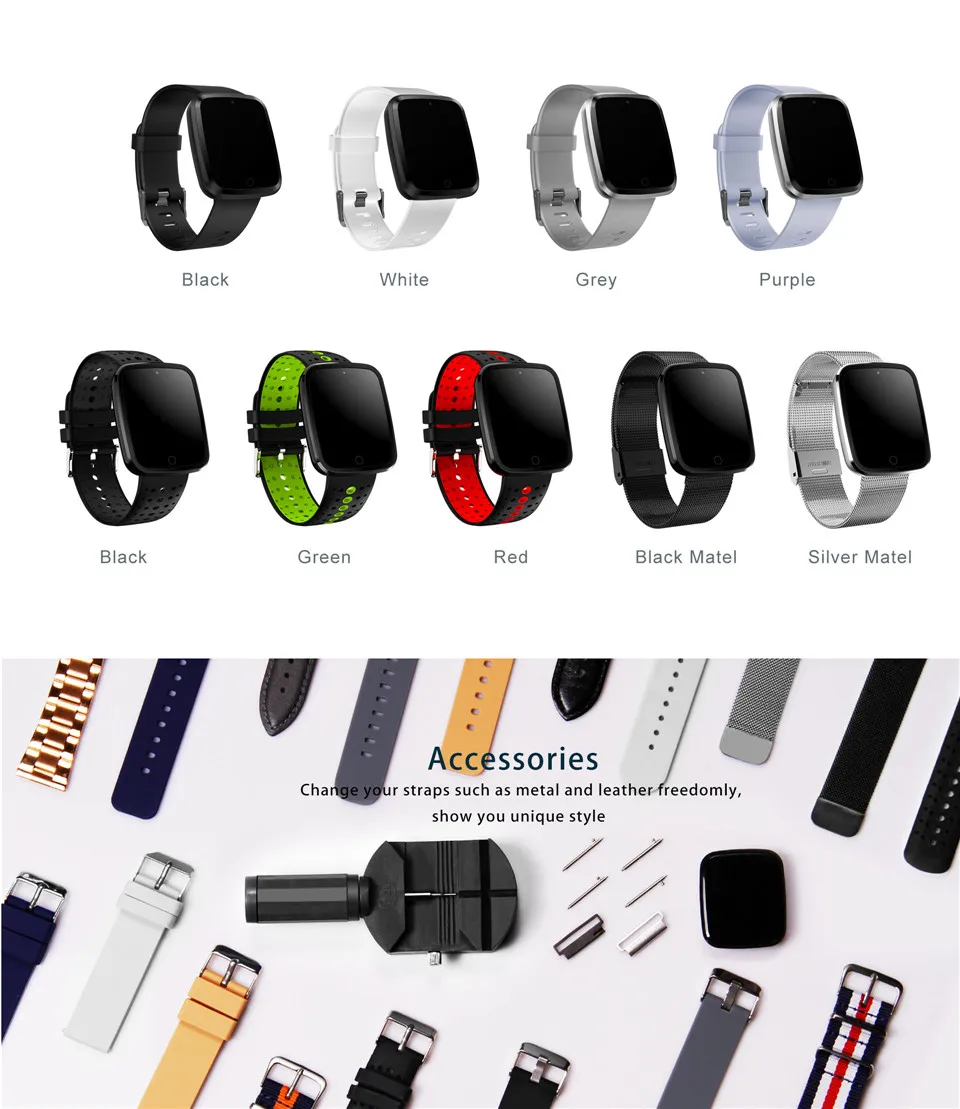 YKSO Smart band Sleep Monitor Color Screen smart bracelet V6 Smart Wristband Heart Rate Blood pressure monitor smart band       (8)