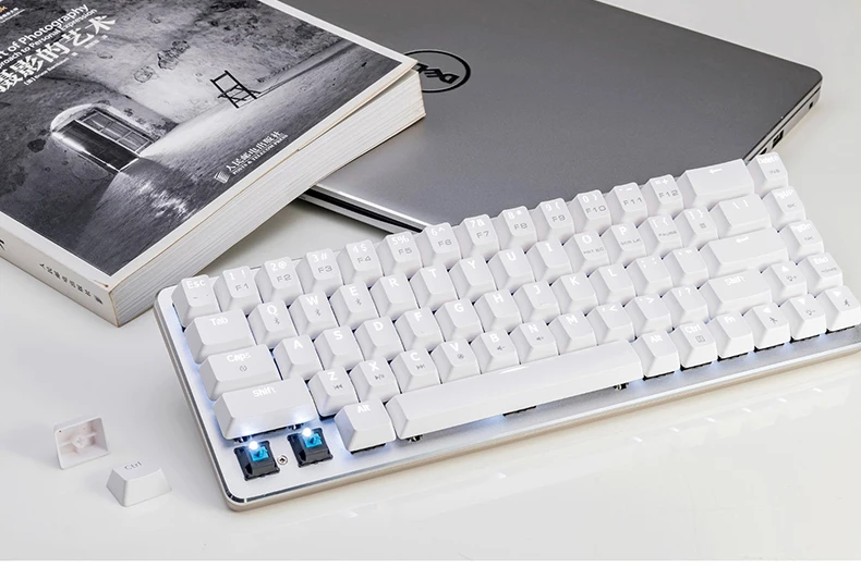 New Arrival Ajazz Zinic teclado wireless keyboard aluminum plate 68 keys white backlit dual-mode bluetooth gaming keyboard cherry switch (16)