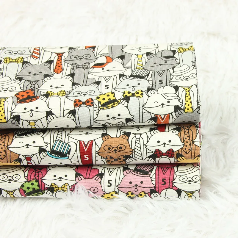 

Original Design 3 Colors Mr.Fox Cotton Animal Fabric Foxes Fabrics by Yard/(Width:43"/110cm)