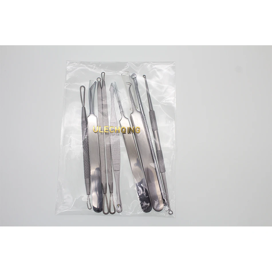 ULECHQING 9 pcs:Lot Pimple comedone remover tool face Blackhead Acne Remover Comedone Extractor de cravo Blemis Nose Skin care 1