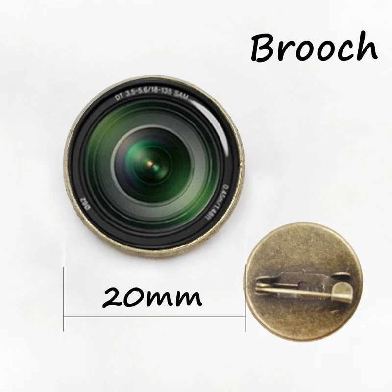 

Photography camera lens brooches DSLR Lenses Art Picture Glass Cabochon Dome badge Popular unisex Luxury Pins