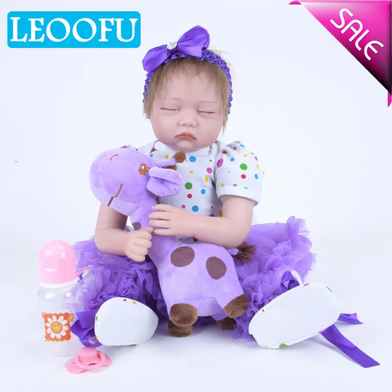 

LEOOFU 55cm 22 inch birthday gift kids dolls soft silicone reborn baby doll realistic vinyl reborn babies toys play house toys