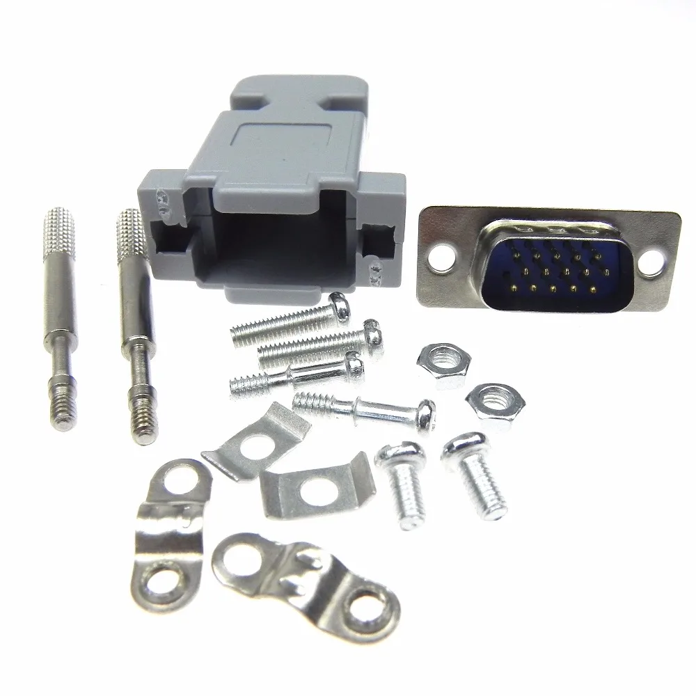 DB-15pin male soldering type connector plastic socket outer casing together with screws set | Обустройство дома