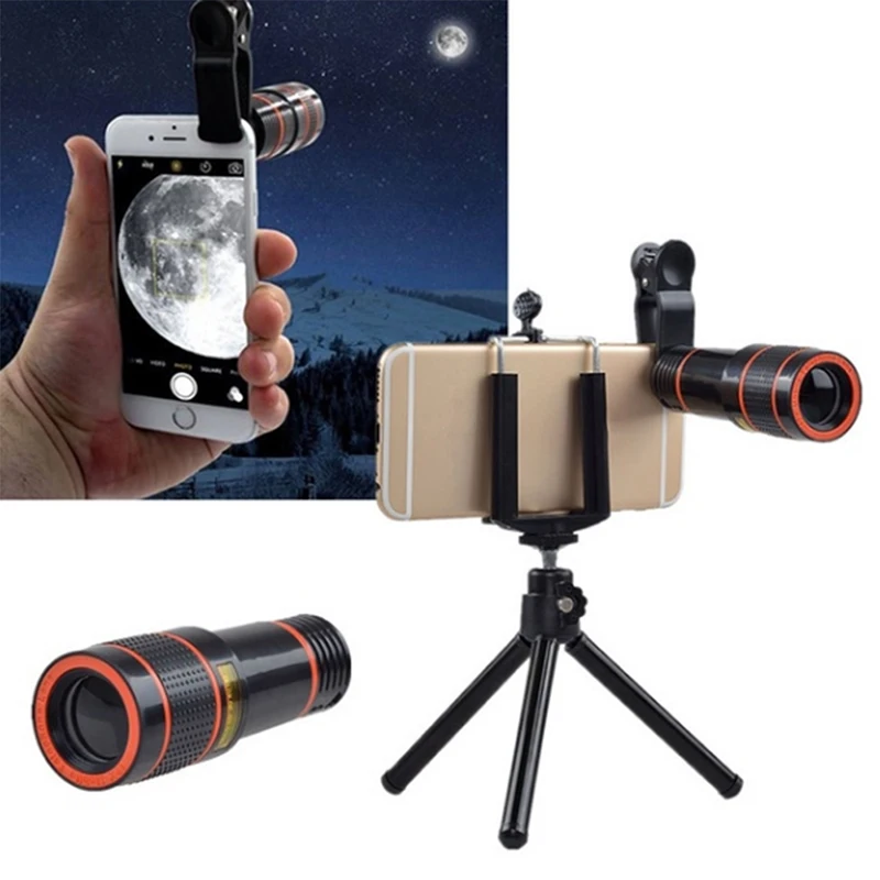 Clip on 12x Optical Zoom Mobile Phone Telescope Lens HD Telescope