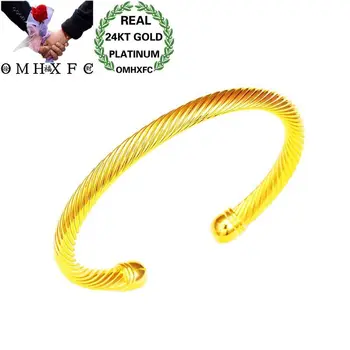 

OMHXFC Wholesale European Fashion Woman Bride Party Birthday Wedding Mother Gift Vintage Open 24KT Gold Bracelet Bangle ES149