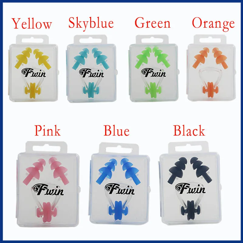 

High Quality Soft Swim waterproof Silicone Earplug nose clip set Surf Swimming Pool Accessories Waterproof adult diving Soft