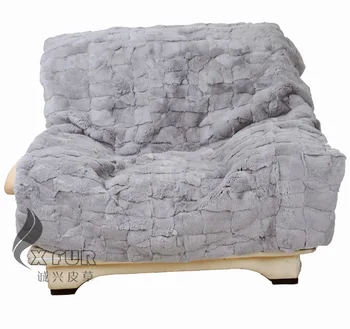 Billige CX-D-65-X 200x150 Cm Dicken Teppich BettwĂ€sche Echte Rex Kaninchen Pelz Patchwork Decken FĂŒr Betten Licht Grau Werfen Teppich