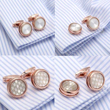 

AAA Quality VAGULA Plated-RoseGold French Cufflinks Wedding Gift Cuff links Lawyer Groom Cufflings Men Jewelry