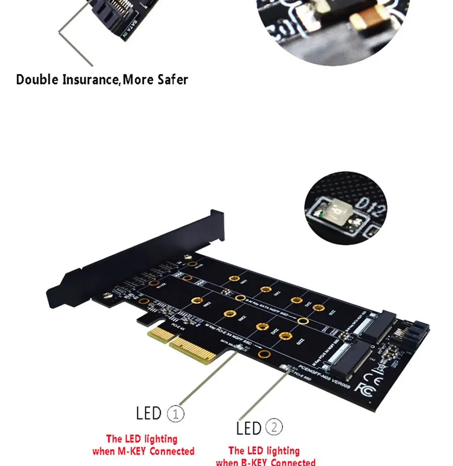 M.2 PCIe адаптер M2 NGFF SSD NVME M ключ SATA на основе B ключ для PCI-e 3,0X4X8X16 размер 2230-2280 M.2 ssd Контроллер конвертер карта