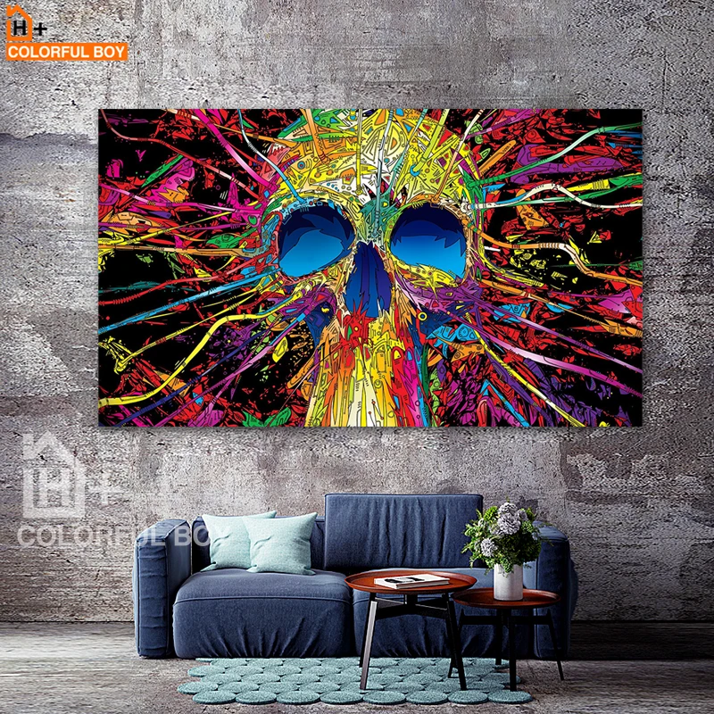 Картина на стену COLORFULBOY изображение в виде черепа граффити картина маслом печать