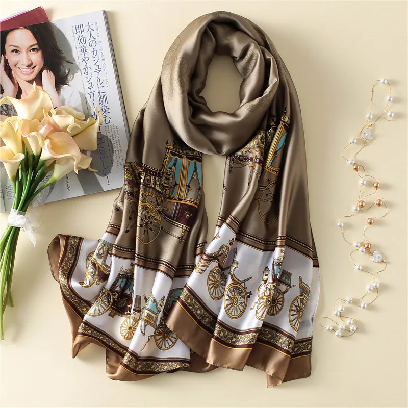 

Women Silk Scarf Classical Large Shawl Soft Long Wrap NEW 180 x 90 cm [3238]