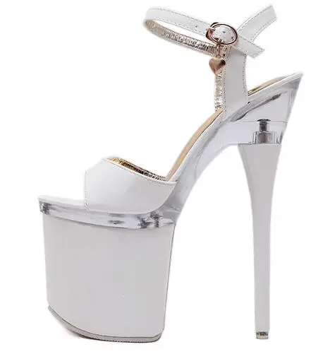 Танцевальная обувь со стальным голенищем г. Новые летние женские Босоножки с открытым носком на высоком каблуке 18 см, водонепроницаемая обувь на толстой подошве 8,5 см, обувь для ночного клуба - Цвет: Белый
