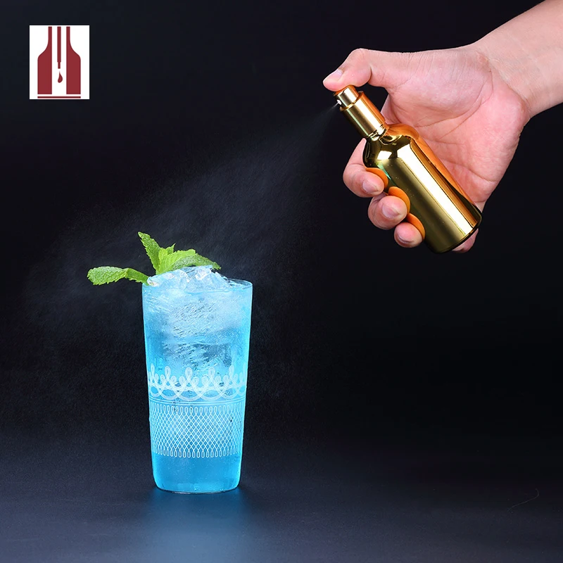 

100ml Martini Vermouth Sprayer Glass Cocktail Atomizer Gold Plated Portable Bottle
