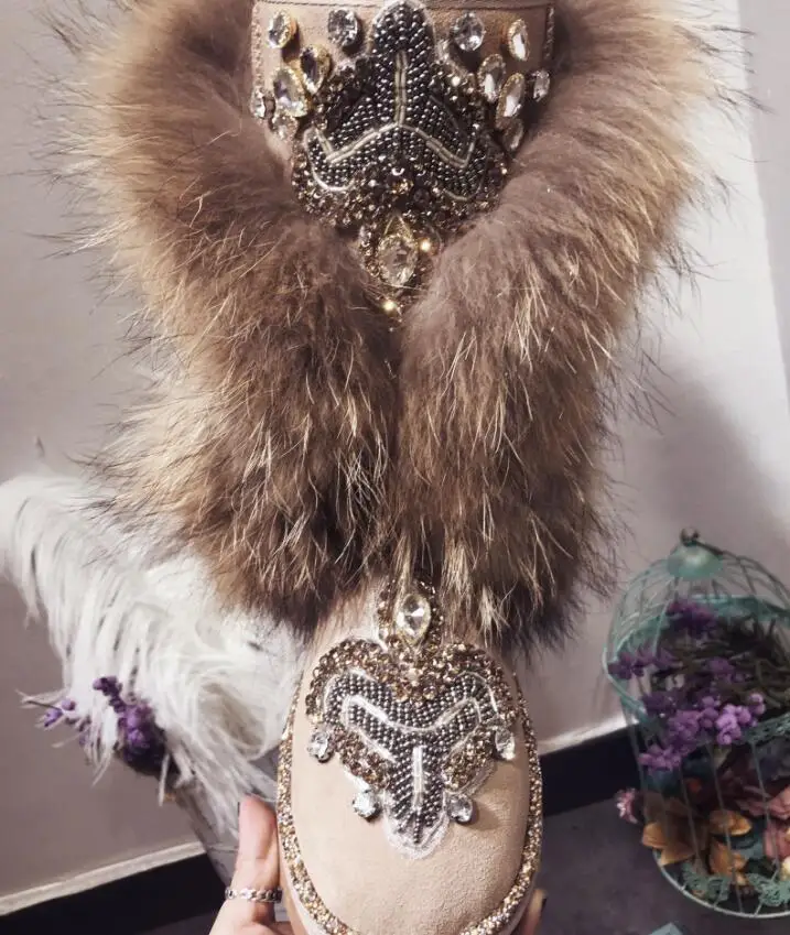 Skup Domowe, ponadgabarytowe lisa Mao Loli court ciężka praca rhinestone buty śniegowe futrzane buty bawełniane buty bawełniane