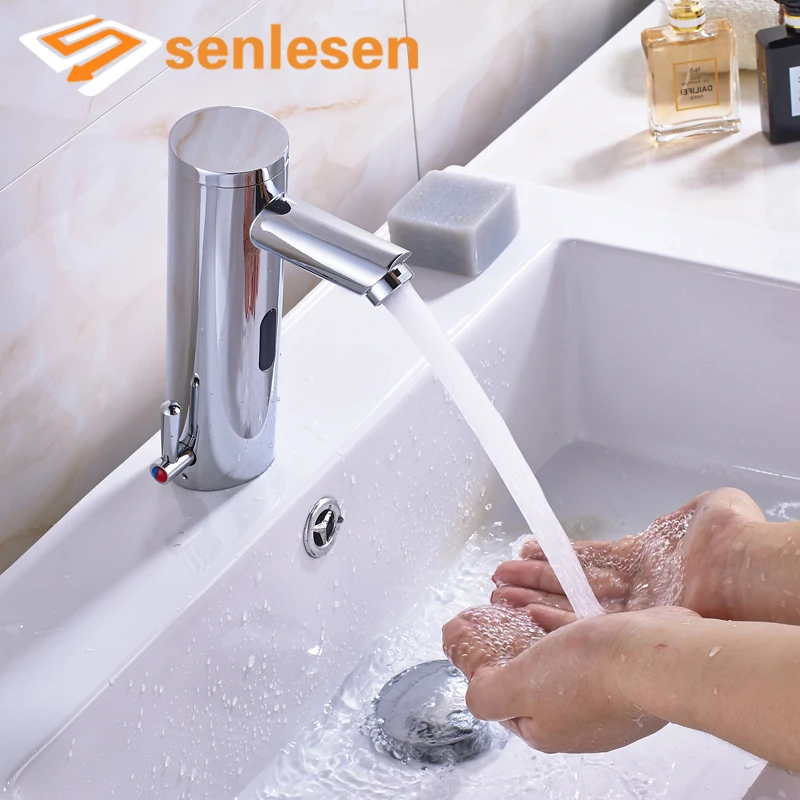 

Three Types Wholesale and Retail New Design Bathroom Basin Sense Faucets with Hot Cold Water