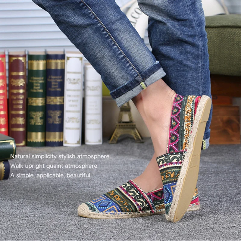 National Hemp Mens Shoes Summer Espadrilles Men 2019 Canvas Shoes Men Breathable Men's Loafers Slip Moccasins Zapatillas Hombre