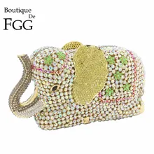 Бутик De FGG элегантность 3D в форме слона Золото Кристалл для женщин вечерние сумочка и Кошелек Металл Свадебные Пром Minaudiere клатч