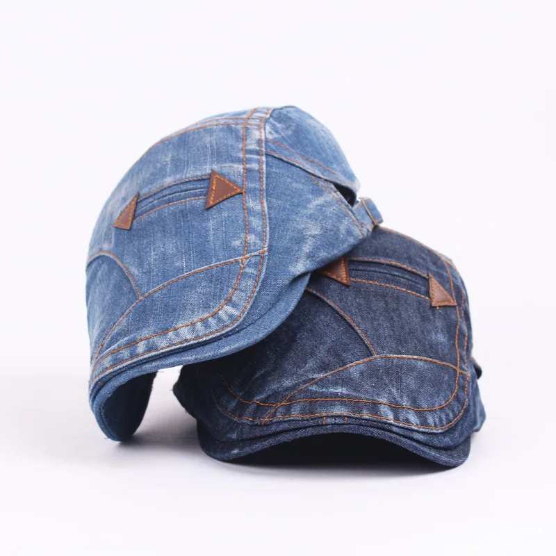 Мода Denim Берет Мужчин и Женщин Случайные Шляпу Vintage Cap Мужчин Gorras Casquette Береты Шляпы Boinas Плоские Крышки