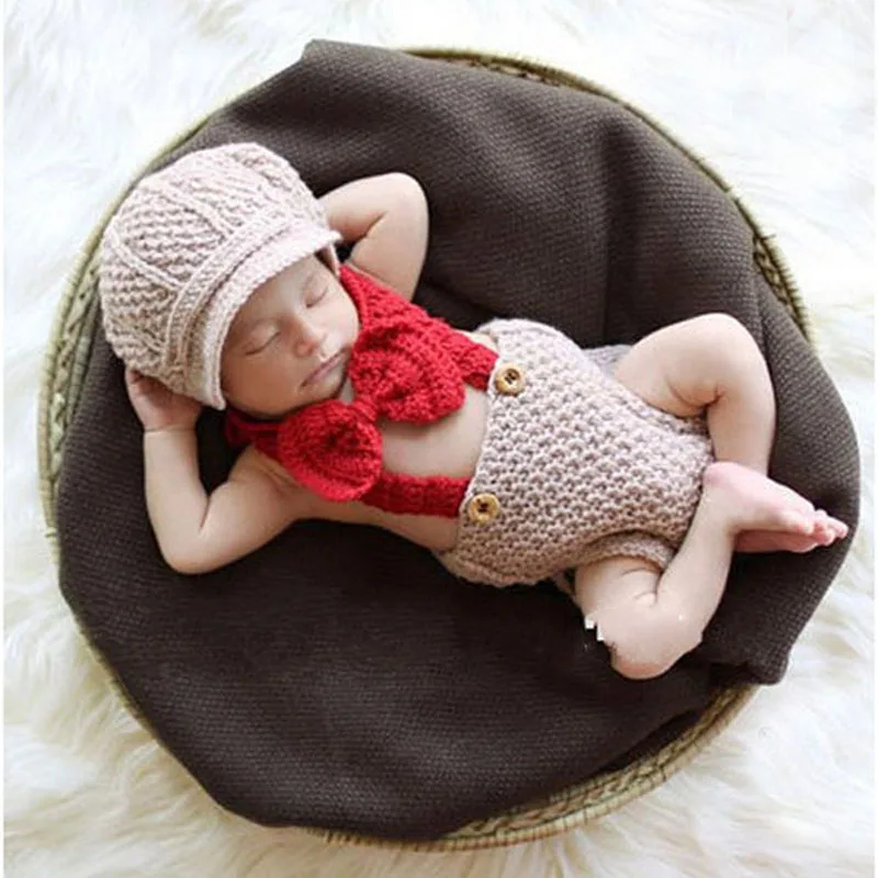 

Pilot Newborn Baby Beret Hat and shorts set Diaper Cover Set for Photopraphy Props Children Costume 1 Set