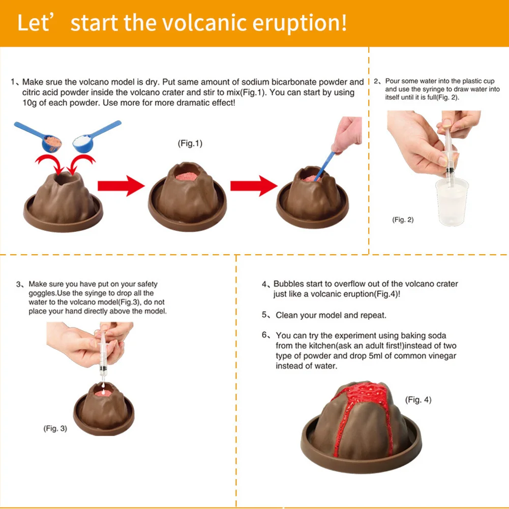 

Kids Experiment Erupting Volcano Chemical DIY Learning Toys Educational Science Kit Geographic Discovery Gift Developmental