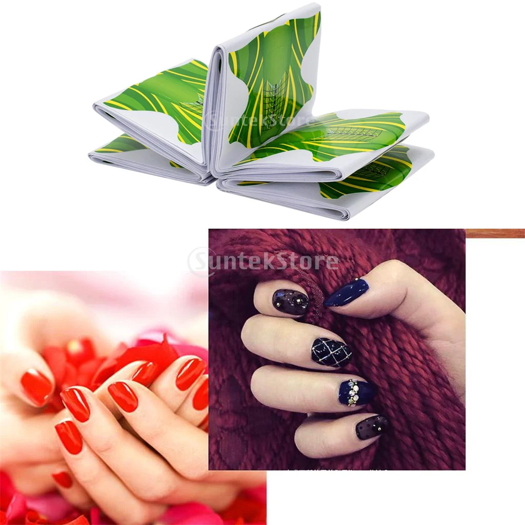 100PCS Nail Art Tips Extension Forms Guide French Decals Acrylic UV Gel Kit for Nail Art Practitioners Trainers Beginners