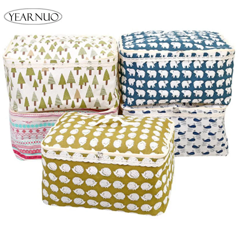 YEARNUO Portable Quilt Storage Bags Cotton Home Storage Organizer Anti
