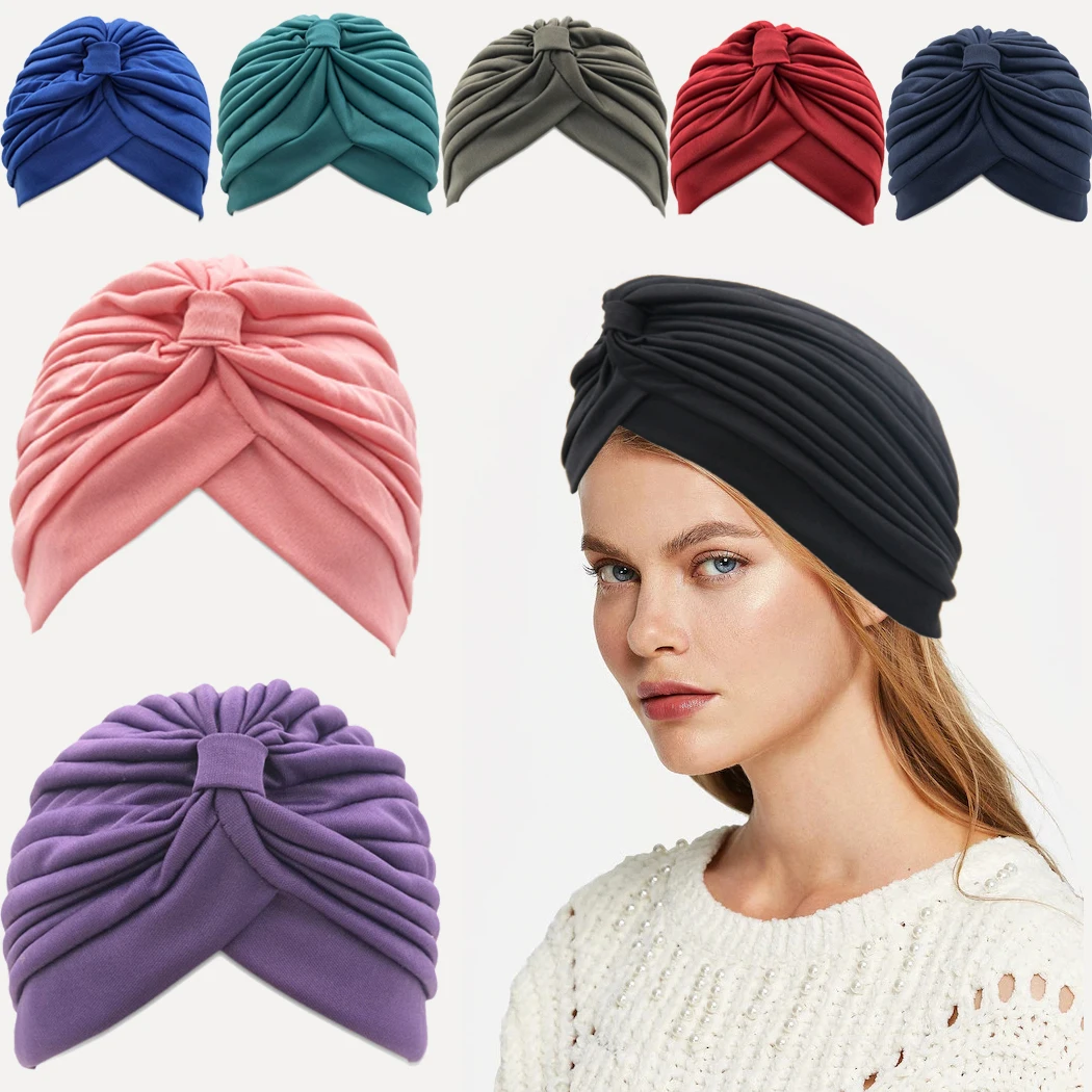 

Turban Headband for Women Bandanas Solid Hair Accessories Headwear Black Woman Hair Wrap Turbans for Lady Turban Hat Cap 2019