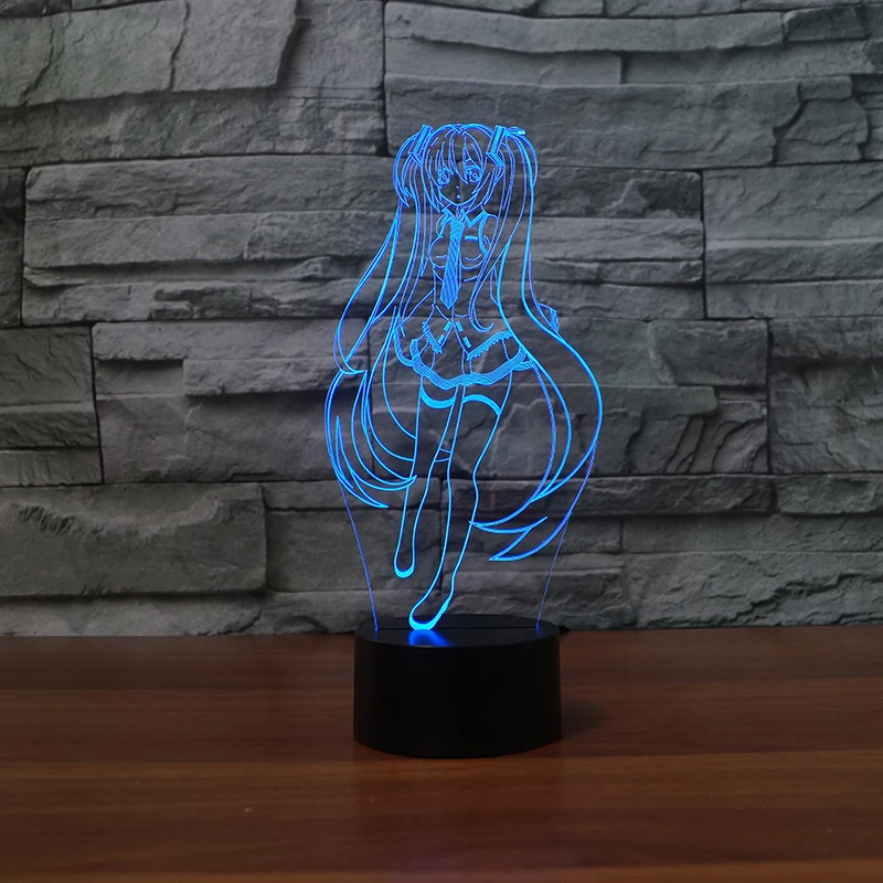 

USB 7 Colors Atmosphere Touch Button Light Fixture 3D Anime Characters Table Lamp Cute Girl LED Night Light Children Best Gifts