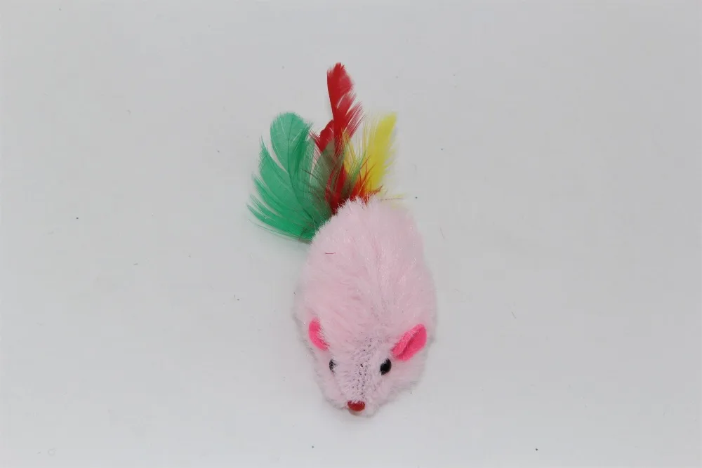Игрушка для кошек и собак с мышиным хвостом и пером, заводская цена, игрушка для домашних животных 1000 - Цвет: Розовый