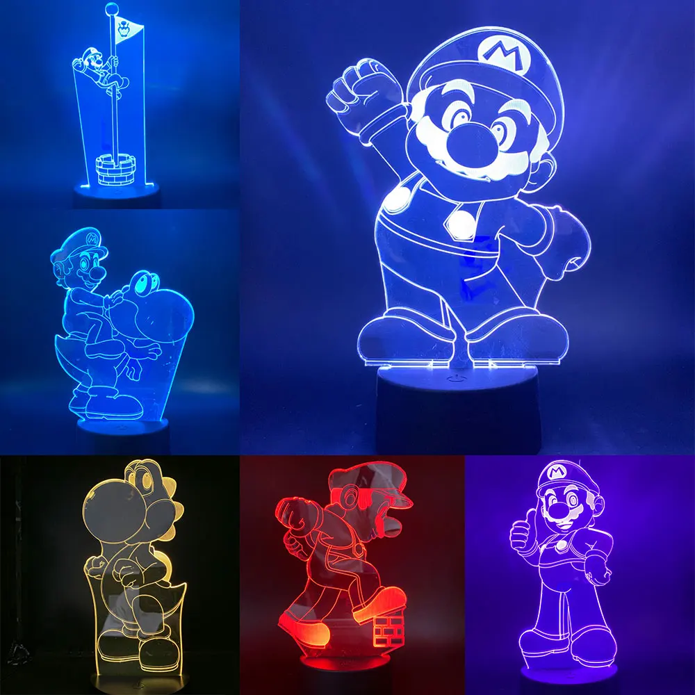 

Super Mario Series 3d Lamp Color Change Led Night Lamps for Kids Children Touch Led Usb Table Lampara Baby Sleeping Night Light