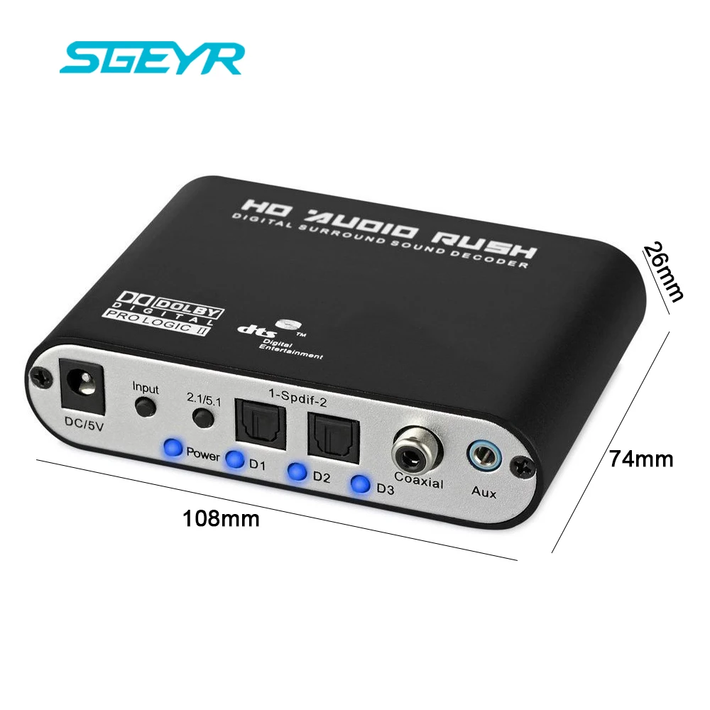 SGEYR 5 1 аудио декодер SPDIF коаксиальный к RCA DTS AC3 цифро аналоговый усилитель