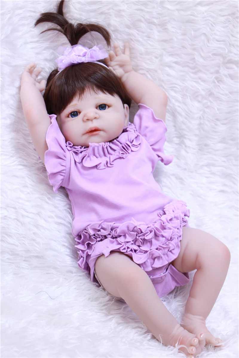 Volledige Siliconen Reborn Baby Poppen 22 55cm Goedkope Reborn Baby S Beste Kind Gift Bebe Meisje Reborn Bonecas Paars Kleding Aliexpress