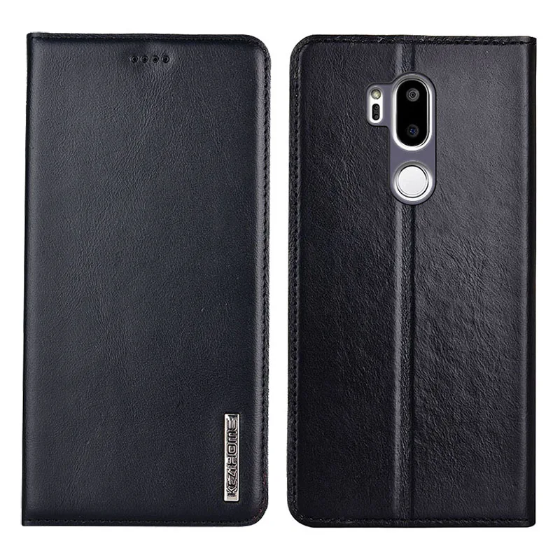 for LG G7 Case Flip Genuine Leather Soft Silicon Back Cover for LG G7