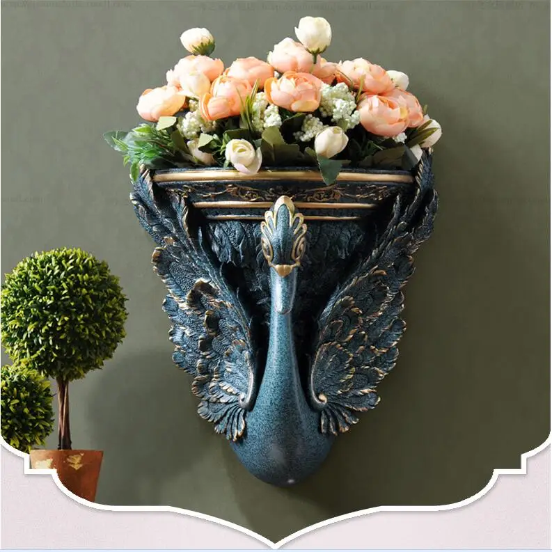 

European-style wall decoration living room porch background wall soft decoration creative wall hanging vase wall pendant