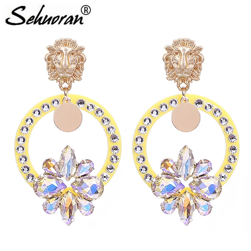 

Sehuoran Beauty Oorbellen Crystal Stone Drop Earrings For Woman Brincos Resin Pendients Statement Earrings Wedding Jewelry