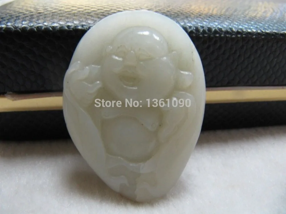 

00330 FINE CERTIFIED 100% Natural Hetian Jade (Nephrite) Blessing Buddha Pendant