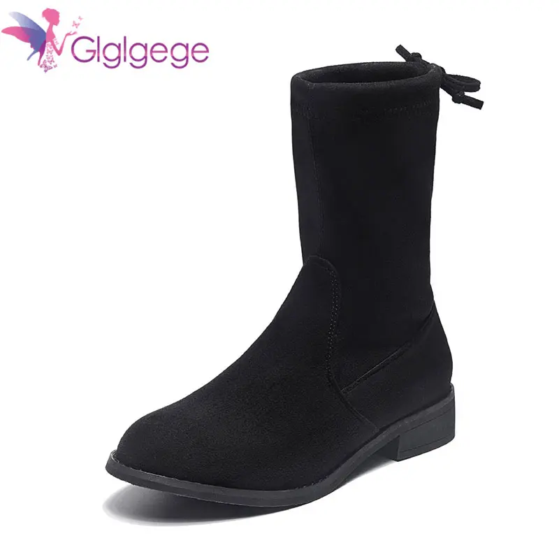 

Glglgege 2018 Autumn And Winter New Ankle Boots Flat Round Head Fashion Plus Velvet Leather Martin Boots Women's Booties
