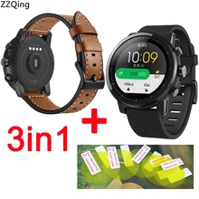 3 в 1 для Xiaomi Huami Amazfit Stratos pace 2 ремешок кожаный браслет Смарт-часы+ Силиконовые Стропы+ протектор экрана