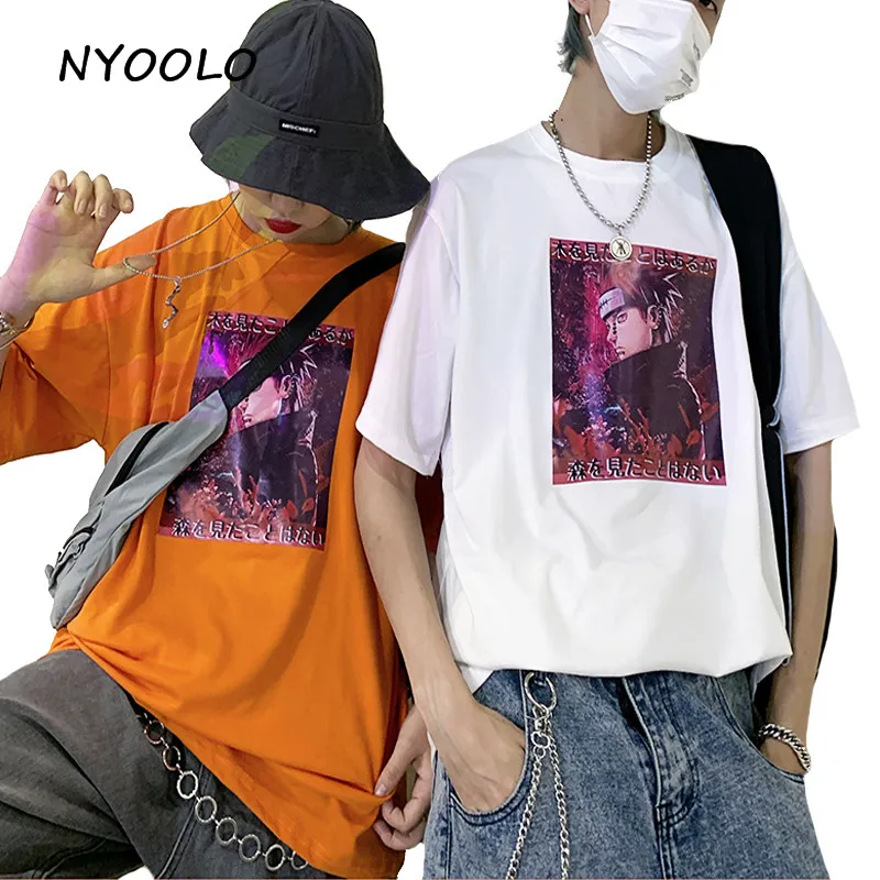 

NYOOLO Harajuku Vintage Comic letters print tee shirt Summer streetwear Loose Short Sleeve T-Shirt women men clothing tops