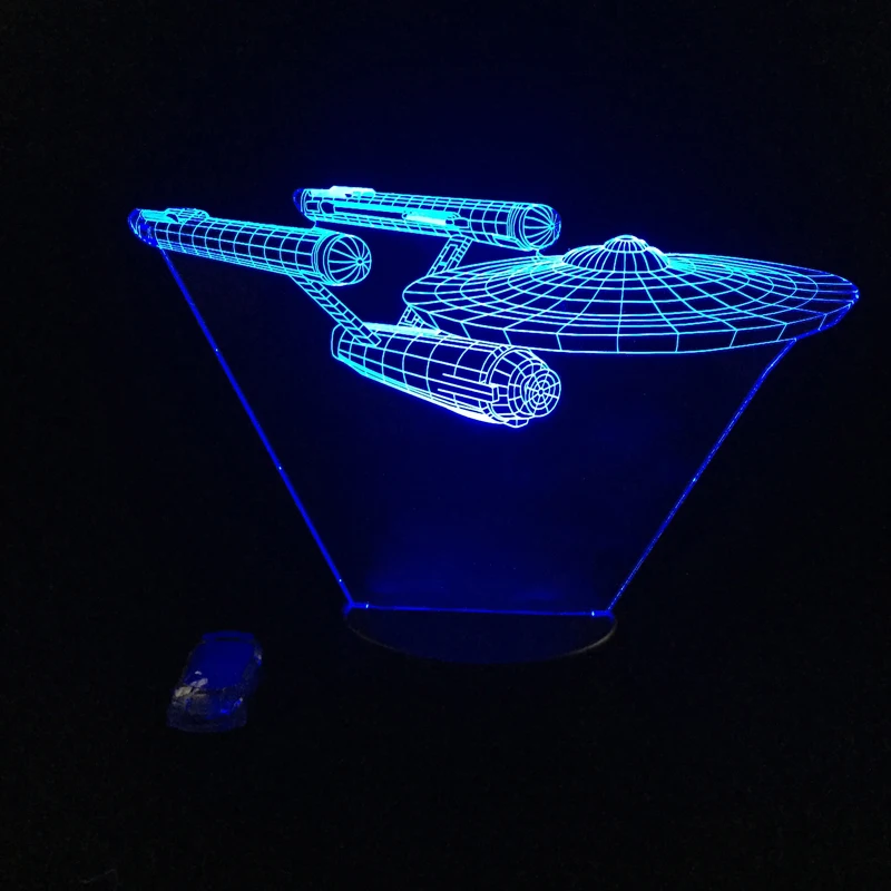 Hot Sale Movie Battleship 3D USB LED Lamp Spacecraft Star Trek USS 7 Color Changing Night Light Cool Boy Bedroom Decoration Gift