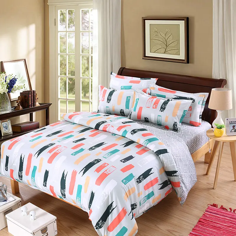 

Super Comfortable Soft Home Textiles Colorful Color Printing Pattern Four Sets Of Quilt + Bed + Pillowcase Oversized Queen