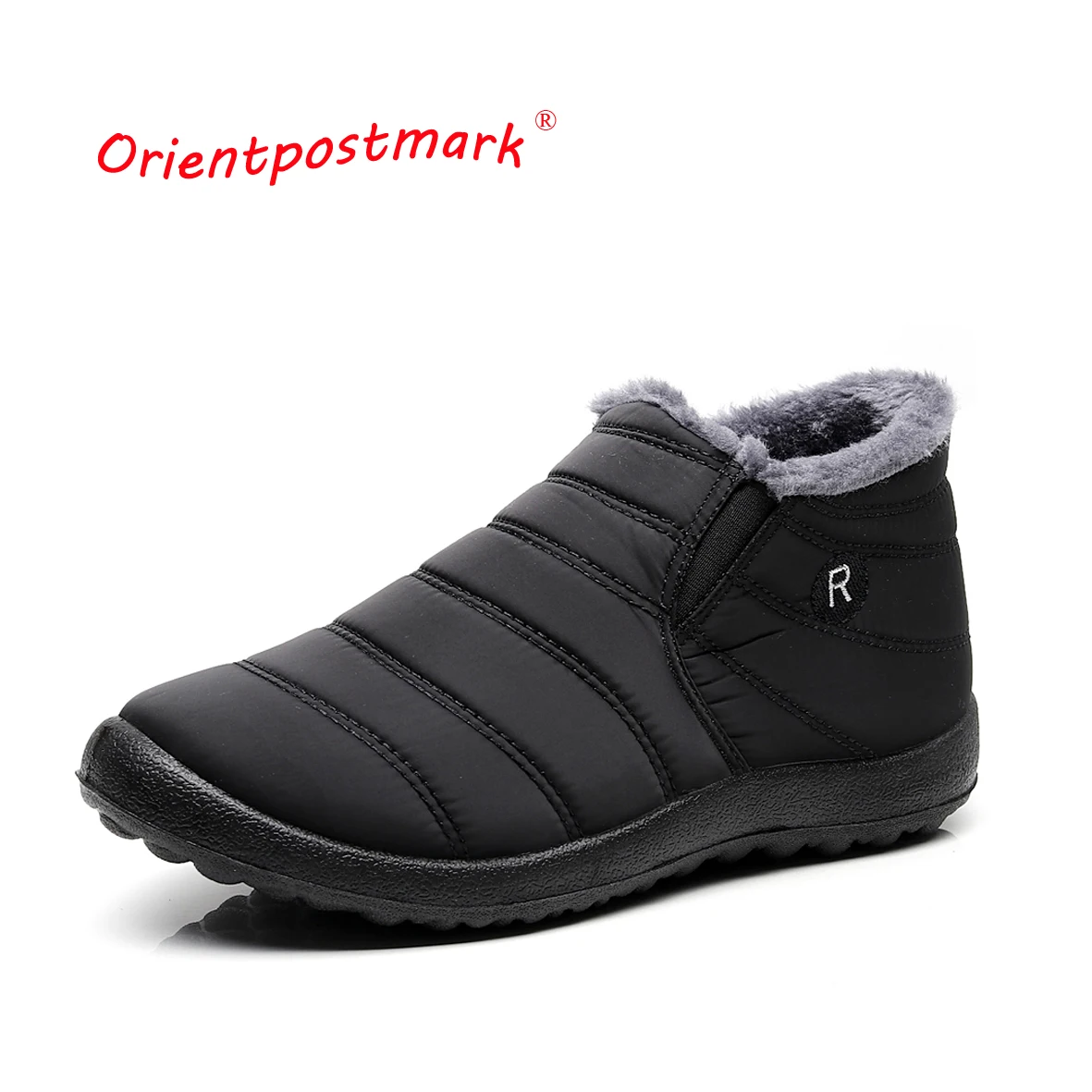 Baratos Botas de invierno botas de tobillo Unisex parejas botas de nieve de Color sólido hombres de felpa interior antideslizante botas de tobillo botas de esquí impermeables