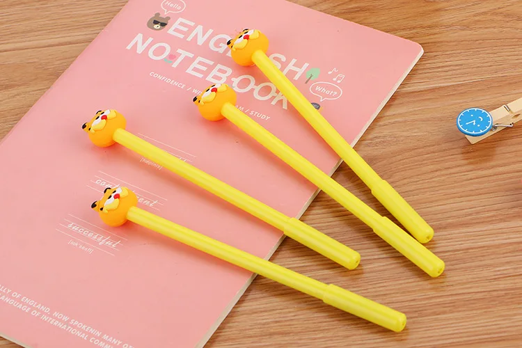 4 шт./партия, креативные милые гелевые ручки с желтым котом Kawaii 0,5 мм, черные чернила, канцелярские принадлежности для офиса, школы, детей, девочек